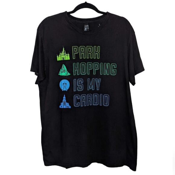 Disney Parks Black Unisex Park Hopping Is My Cardio T Shirt XL - Picture 1 of 11